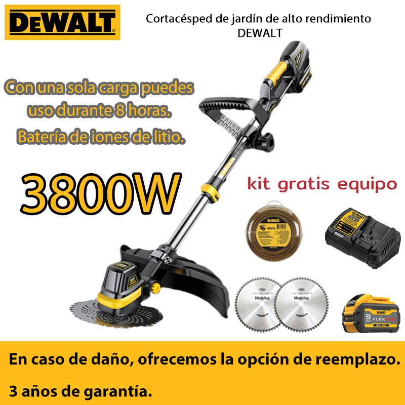 [DEWALT]Cortadora de césped sin escobillas Carbonless + Juego completo de accesorios + 3800 W + Puede utilizarse durante 8 horas con una sola carga de batería de iones de litio.