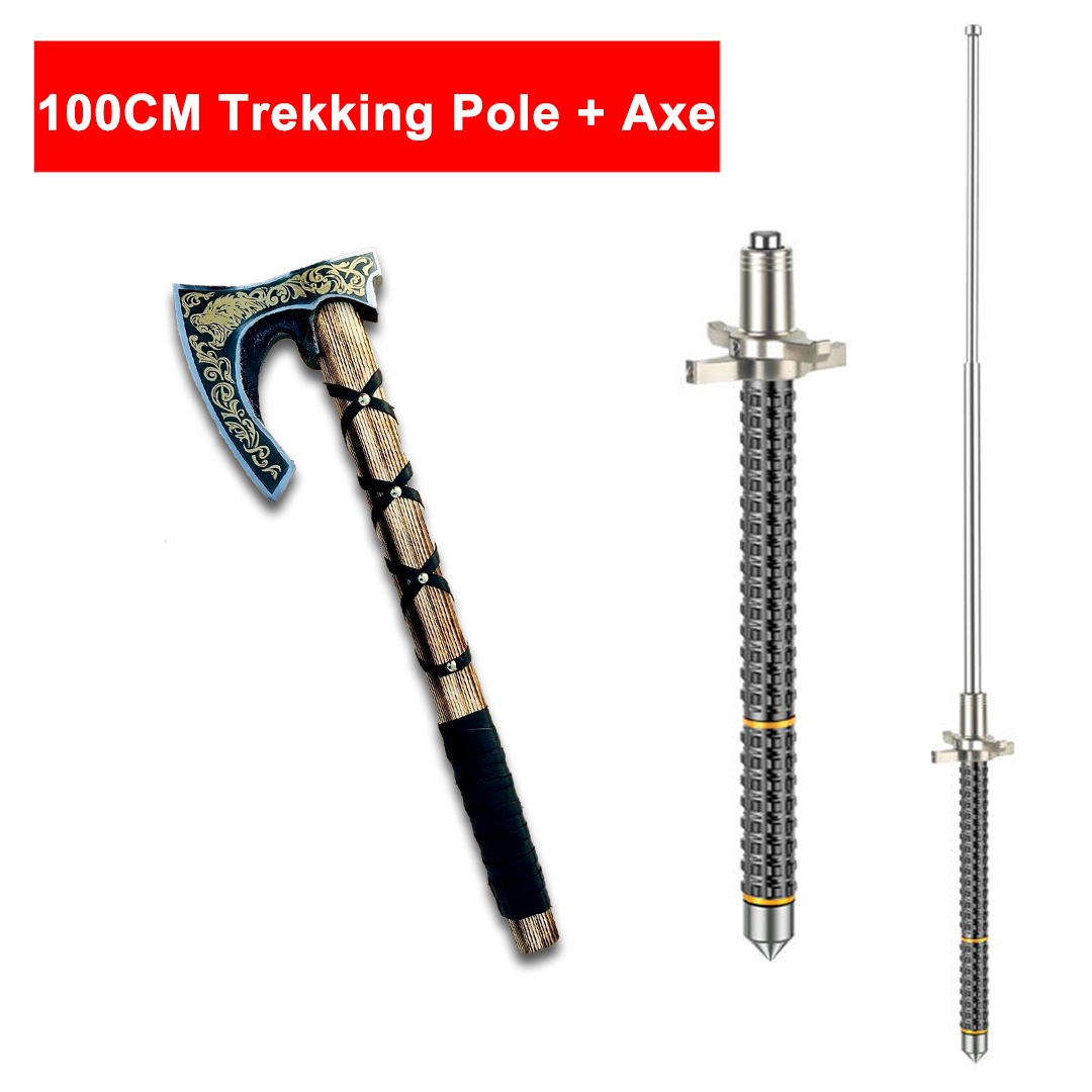 100CM Trekking Pole + Ash Handle Viking Axe/Hatchet Axe