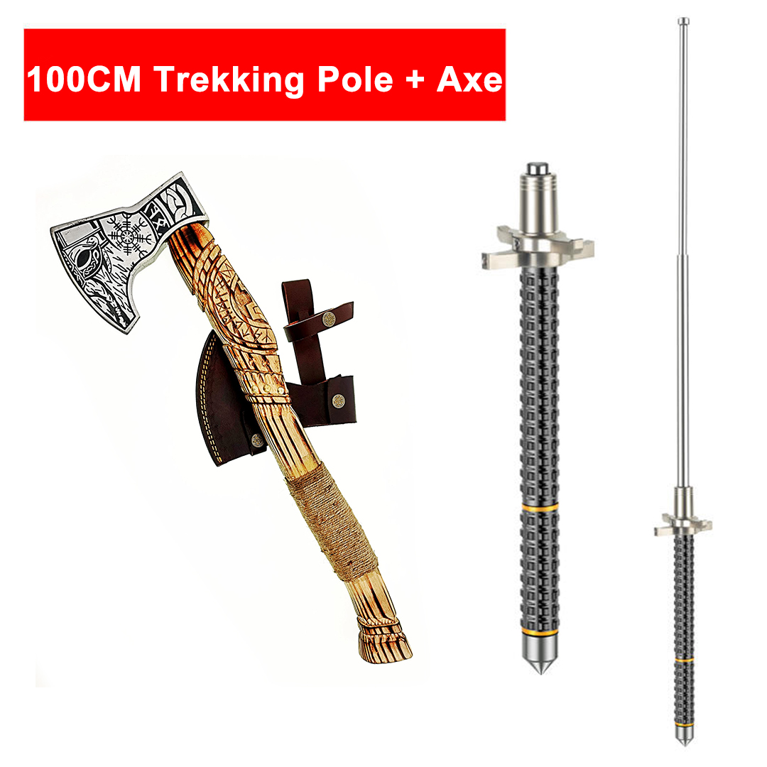 100CM Trekking pole + rosewood handle Viking axe/hatchet